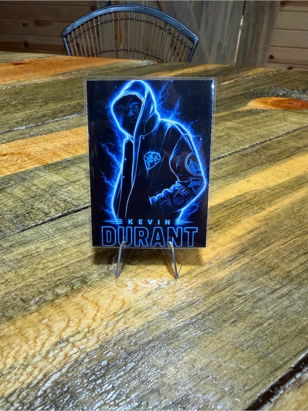 Kevin Durant Neon Blue Poster Print